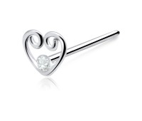 Heart with Stone Straight Nose Stud NSKA-810
